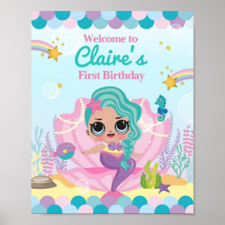 Sjöjungfru Första födelsedag Poster