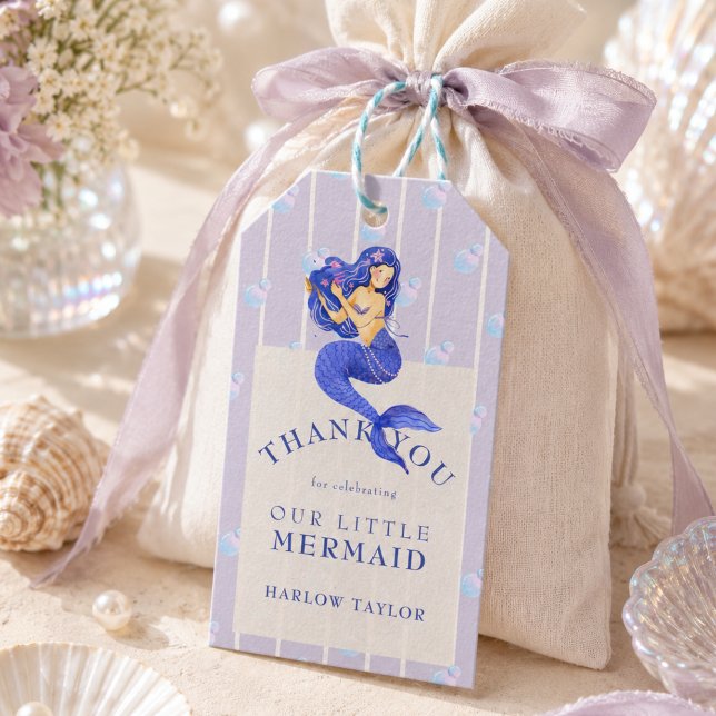 Sjöjungfru Första Födelsedagspresent Taggar Presentetikett (Mermaid First Birthday Favor Tags)