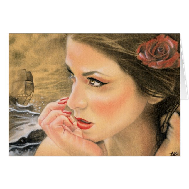 Sjöjungfru fraktkort hälsningskort (Framsidan Horizontal)