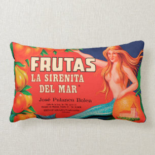 SJÖJUNGFRU FRUIT-VINTAGE ETIKETT 33 cm x 53 cm D Lumbarkudde
