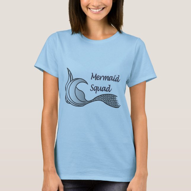 Sjöjungfru fyrkant i lätt grått t shirt (Framsida)