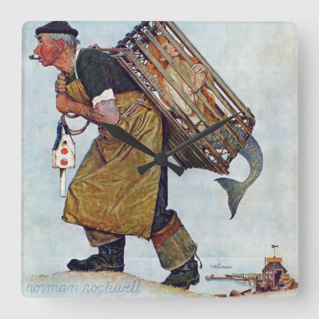 Sjöjungfru Fyrkantig Klocka (Framsida)