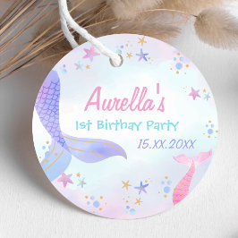 Sjöjungfru Girl 1st Birthday Party Gåvor Etiketter
