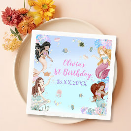 Sjöjungfru Girl 1st Birthday Party Pappersservett