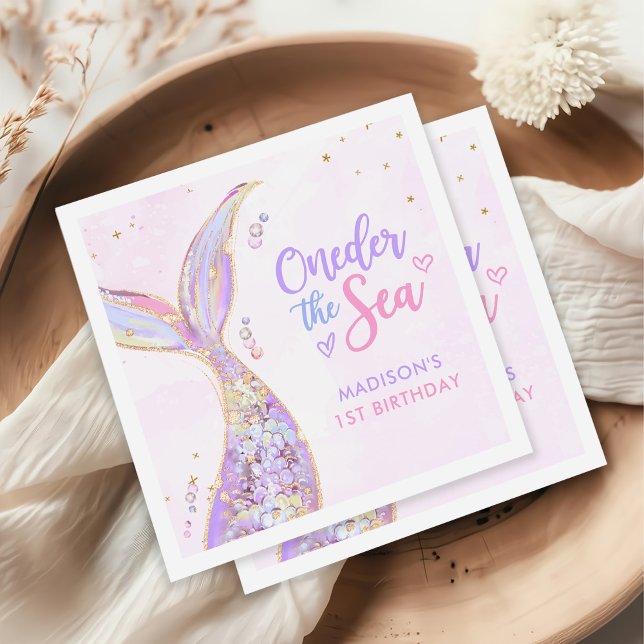 Sjöjungfru Girl 1st Birthday Party Pappersservett (Skapare uppladdad)