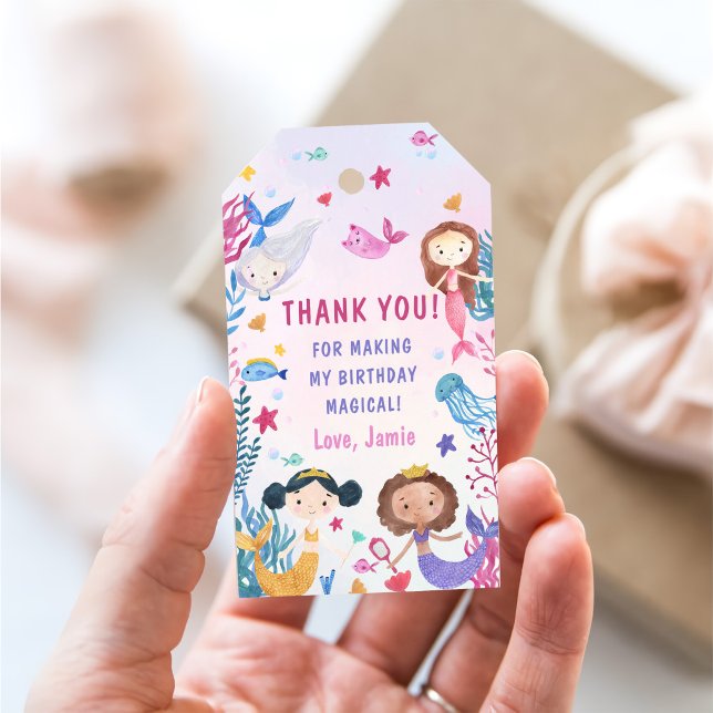 Sjöjungfru Girl 1st Birthday Party Presentetikett (Skapare uppladdad)