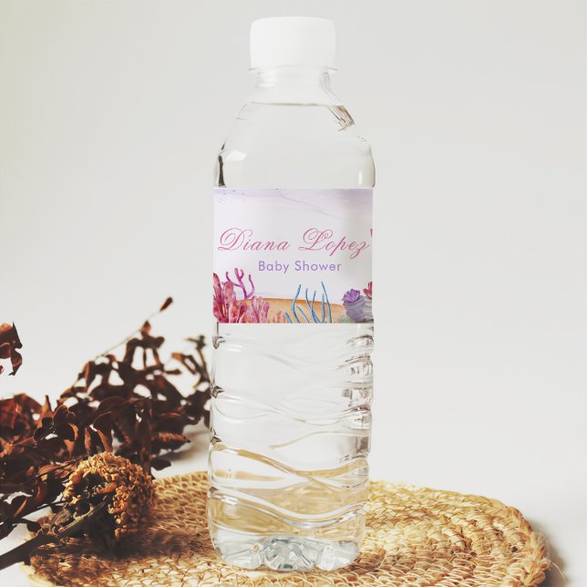 Sjöjungfru Girl Baby Shower Party Vattenflaskor Etikett (Skapare uppladdad)