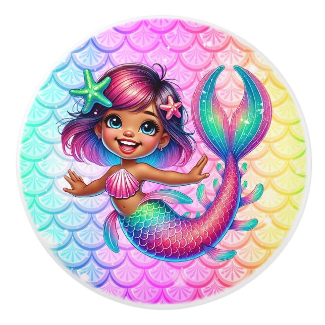 Sjöjungfru Girl Cabinet Knob Knopp (Framsidan)