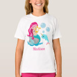 Sjöjungfru Girl Cute Beach Birthday Monogram Kids T Shirt<br><div class="desc">Anpassa den här vackra rosa-sjöjungfrun-födelsedagsfest-flickorna till skjortan genom att lägga till din namn. Utformningen av sjöjungfrun med söt under havets havssnurv och under havsbubblorna. Cute-gåva till en strand eller bassäng på sommaren.</div>