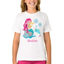 Sjöjungfru Girl Cute Beach Birthday Monogram Kids