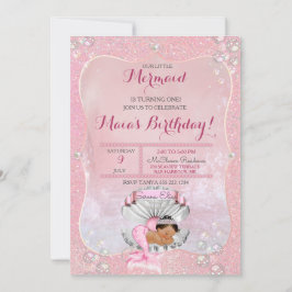Sjöjungfru Girl Rosa Pearls Snäcka Ethnic Inbjudningar