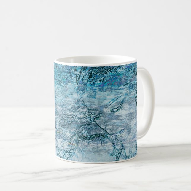 Sjöjungfru Girl Teal Grönt Blue Nautical Ocean Vin Kaffemugg (Framsida höger)