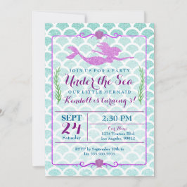 Sjöjungfru Girl's Födelsedagsfest inbjudan