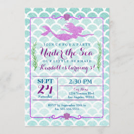 Sjöjungfru Girl's Födelsedagsfest inbjudan