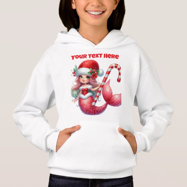 Sjöjungfru Girls Hoodie T Shirt (Framsida)
