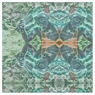 Sjöjungfru Girly Grönt Teal Brown Bohemian Mosai Tyg