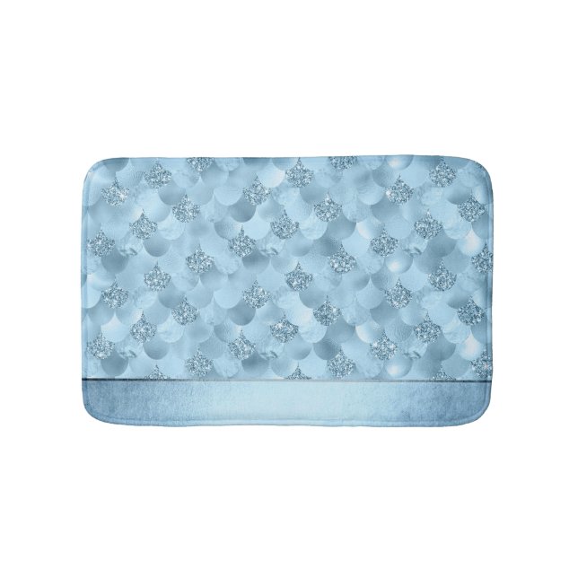Sjöjungfru Glam  | Dusty Ice Blue Sheen Luster Badrumsmatta (Framsidan)