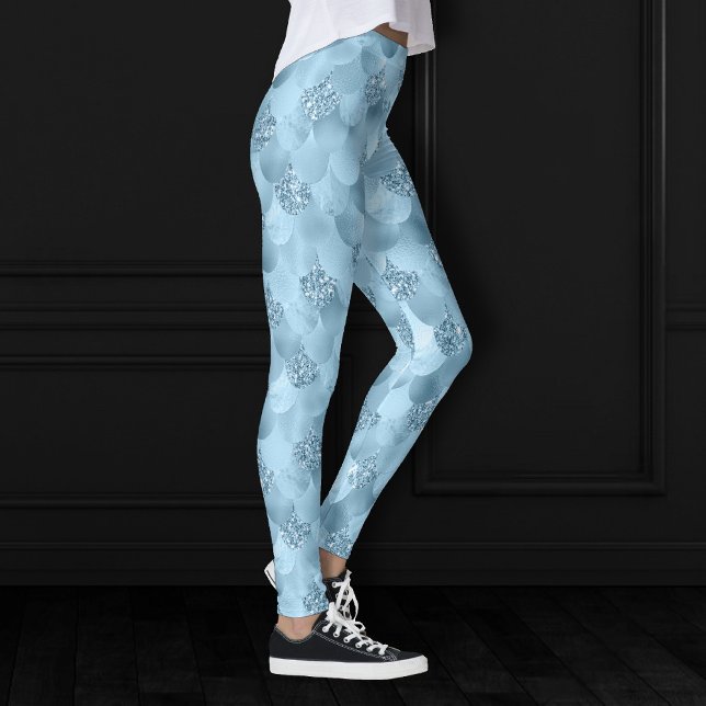 Sjöjungfru Glam  | Dusty Ice Blue Sheen Luster Leggings (Skapare uppladdad)