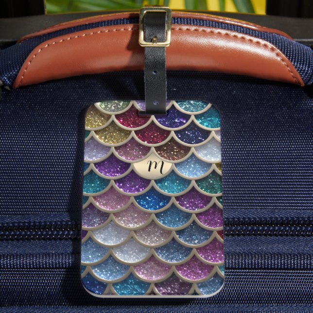 Sjöjungfru Glam Glitter Scales Bagagebricka (Framsida Insitu 2)