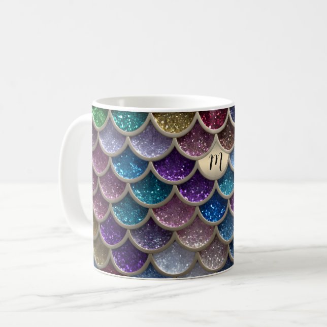 Sjöjungfru Glam Glitter Scales Kaffemugg (Framsida vänster)