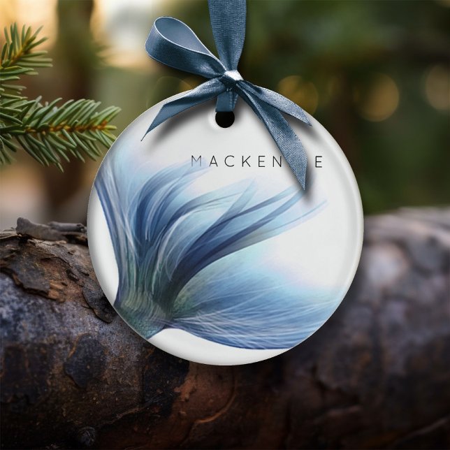 Sjöjungfru Glam Svan | Dusty Ice Blue Luster Anpas Julgransprydnad Keramik (Skapare uppladdad)