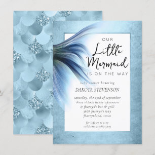 Sjöjungfru Glam Svan Dusty Ice Blue Luster Showe Inbjudningar