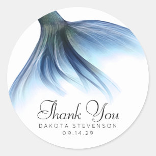 Sjöjungfru Glam Svan Dusty Ice Blue Sheen Tack Runt Klistermärke