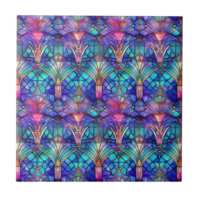 Sjöjungfru Glasskikt Kakelplatta (Framsidan)