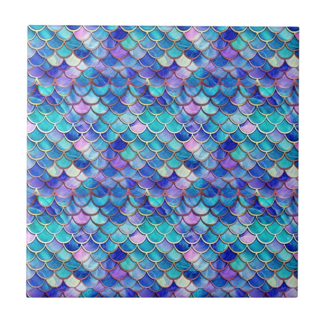 Sjöjungfru Glasskikt Kakelplatta (Framsidan)