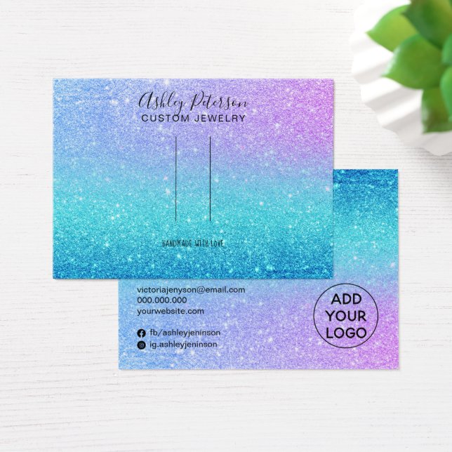 sjöjungfru glitter blå barrette hårklippsvisning visitkort (Skivbord)