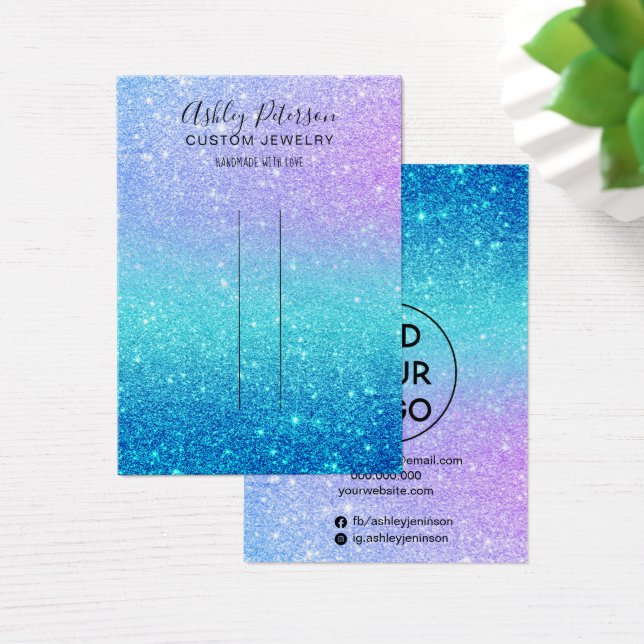 sjöjungfru glitter blå smyckeshår visning visitkort (Skivbord)