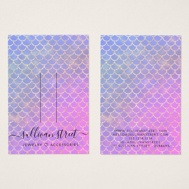 Sjöjungfru Glitter Hair Clip Jewelry Visning Card Visitkort (Framsida & baksida)