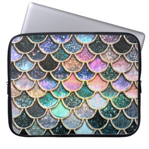 Sjöjungfru Glitter i Luxury silver Laptop Sleeve