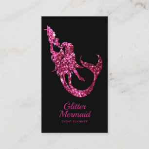 Sjöjungfru Glitter Rosa Event Planner Visitkort