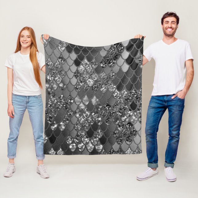 Sjöjungfru Glitter Scale #7 (Faux Glitter) #shiny Fleecefilt (På plats)