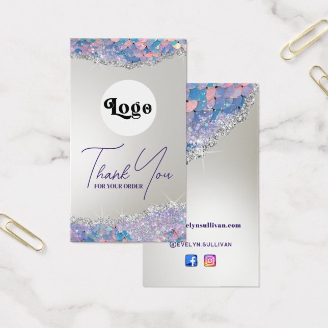 Sjöjungfru glitter-sekvin, paket visitkort (Kontor)