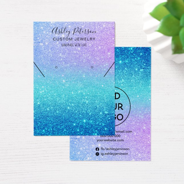 Sjöjungfru glitter smyckesörarring, halsband visni visitkort (Skivbord)