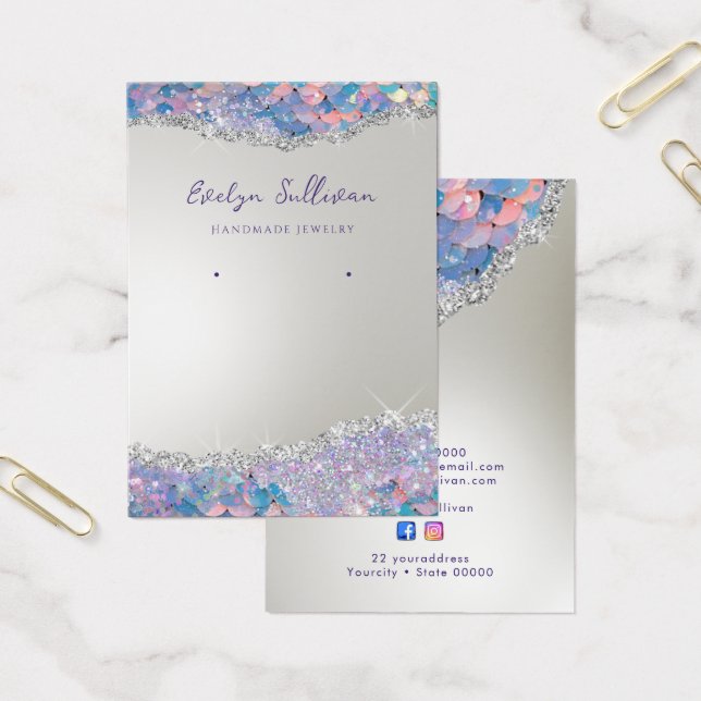 Sjöjungfru glitter-visning för smycken visitkort (Kontor)