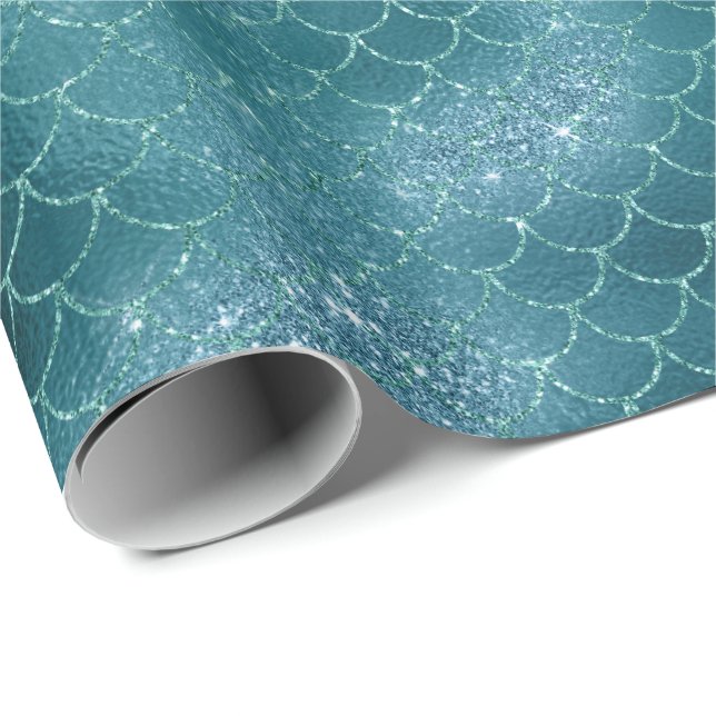 Sjöjungfru Gnistra Glitter Presentpapper (Rullad Hörn)