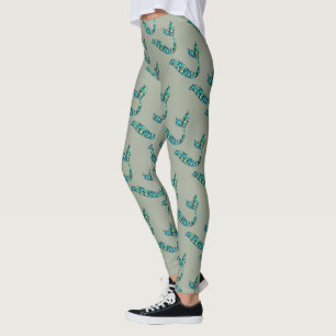 Sjöjungfru Grått och Grönt av lerlegeringar Leggings