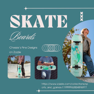Sjöjungfru Grön Svans Blå Tjej Mini Skateboard Bräda 18,5 Cm