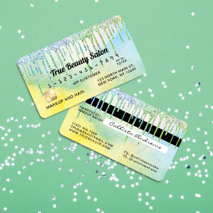 Sjöjungfru Grönt HoloGraph Glitter Drives Kredit Visitkort