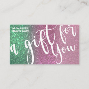 Sjöjungfru Grönt Rosa Triple Glitter Gift Certific Visitkort