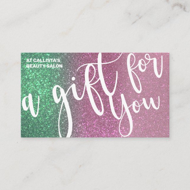 Sjöjungfru Grönt Rosa Triple Glitter Gift Certific Visitkort (Framsida)