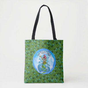 Sjöjungfru Grönt Tote Bag Tygkasse