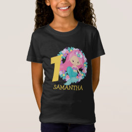 Sjöjungfru gul 1-års födelsedags T-Shirt