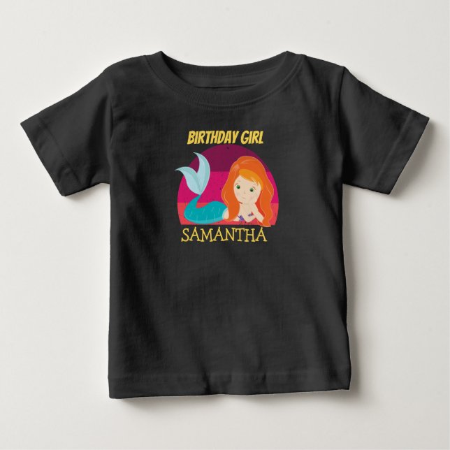 Sjöjungfru gul födelsedags T-Shirt (Framsida)