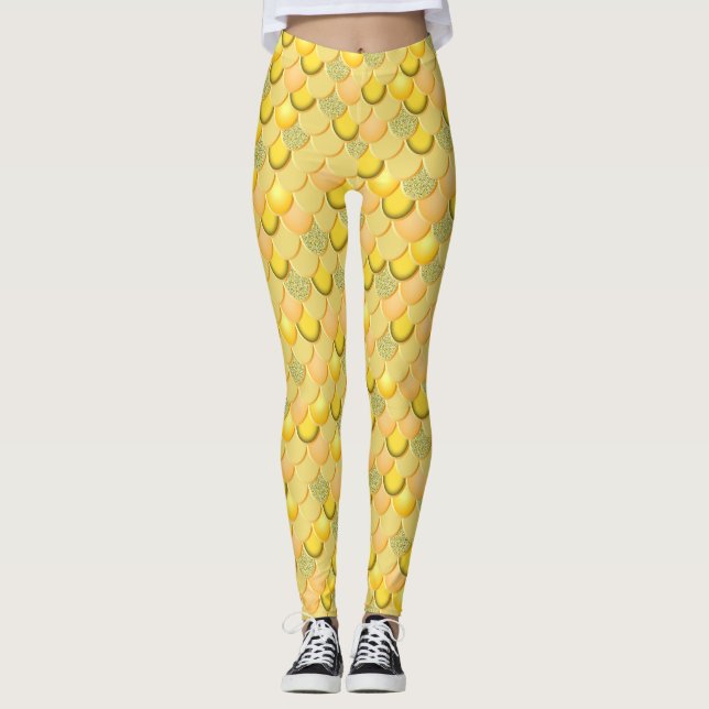 Sjöjungfru Guld  Leggings (Framsida)