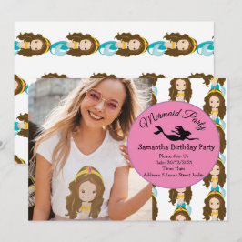 Sjöjungfru Gult Födelsedagsfest inbjudan