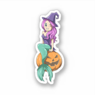 Sjöjungfru Halloween Sjöjungfru Pumpkin Gift Sjöju Klistermärken